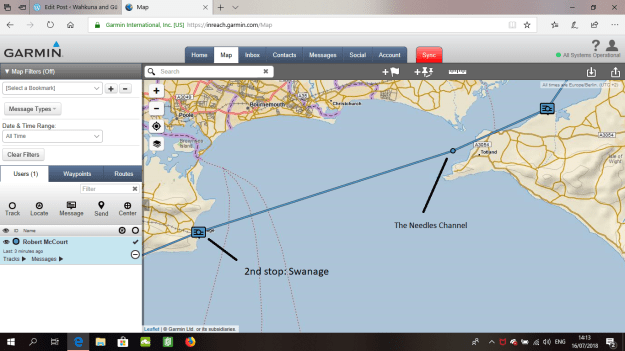 Map of the Needles Channel and second stop Swanage